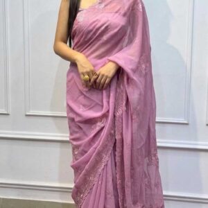 Chinigura Georgette Sequences Embroidery Saree