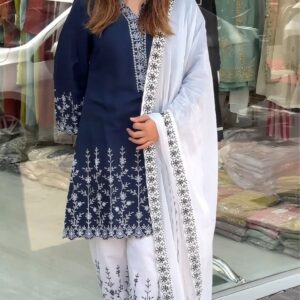 Soft Cotton Embroidery Three Piece