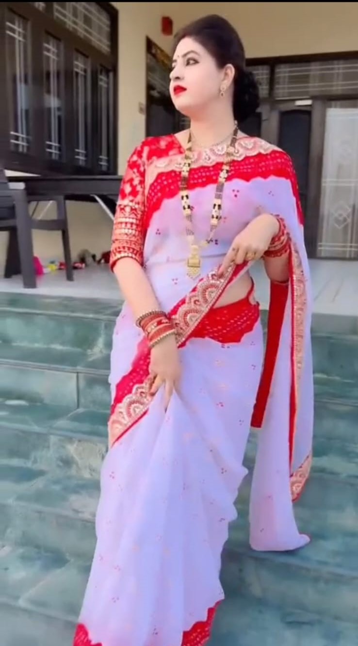 Makhon Georgette Sequences Embroidery Saree
